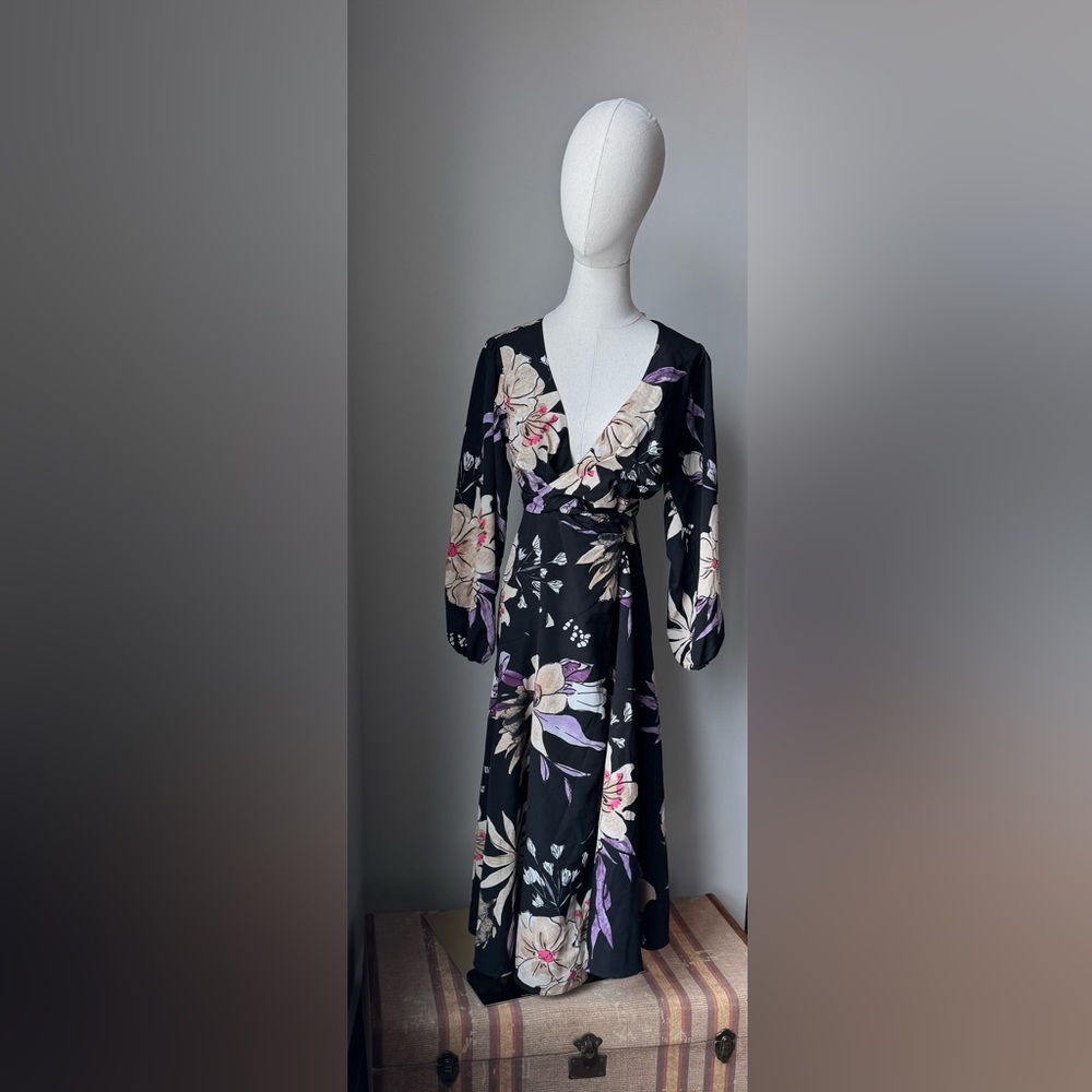 Hutch Black Floral Wrap Maxi Dress